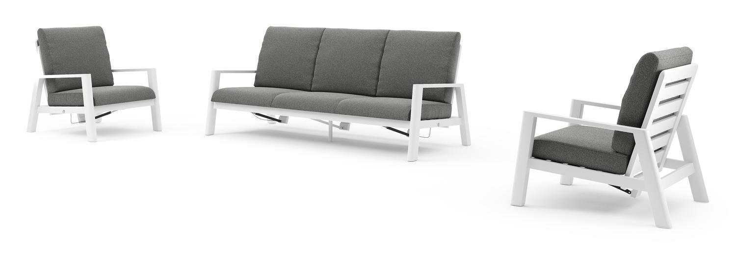 Cirello loungeset in wit aluminium met catania black all weather cosytica kussen