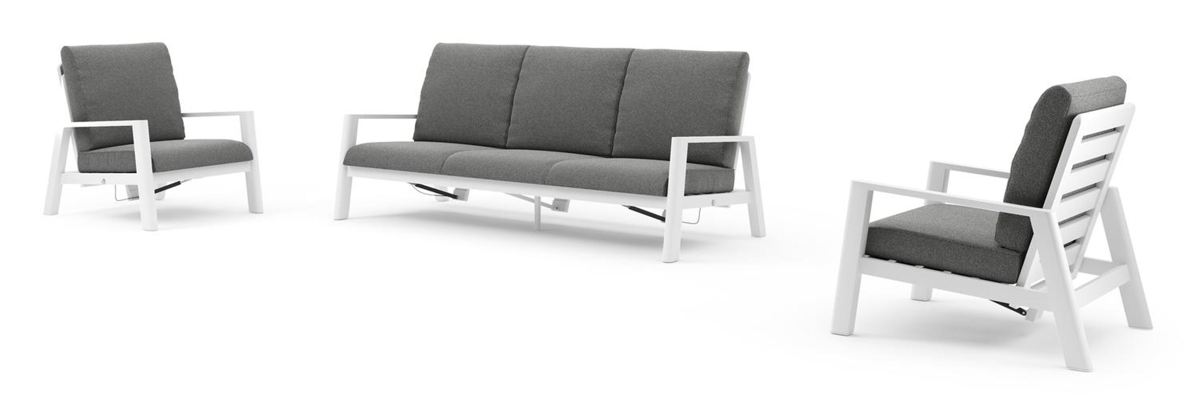 Cirello loungeset in wit aluminium met catania black all weather cosytica kussen