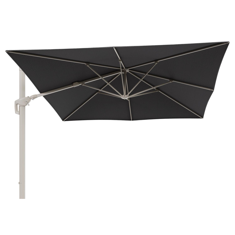 Parasol pendant Minore avec fonction tilt en aluminium beige et toile de parasol All Weather Solica Firenze Tunder - Lg.1 350 x Lg.2 350 cm (sans pied de parasol