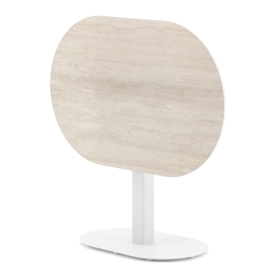 Teramo tuintafel bombo in wit aluminium en volkeramiek Travertino Bianco - L 110 x B 70 x H 73.7 cm