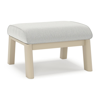 Cirello poef in beige aluminium met savane nimbus all weather sunbrella® luxe kussen