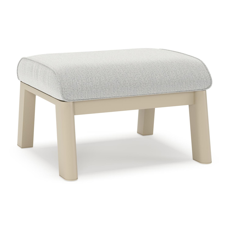 Cirello poef in beige aluminium met savane nimbus all weather sunbrella® luxe kussen