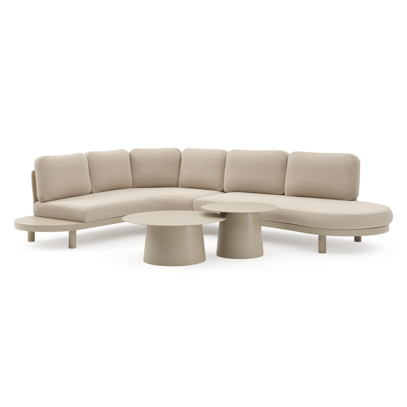 Salon de jardin d'angle Palma en aluminium beige et coussins en weather+ softtouch rustic et table basse