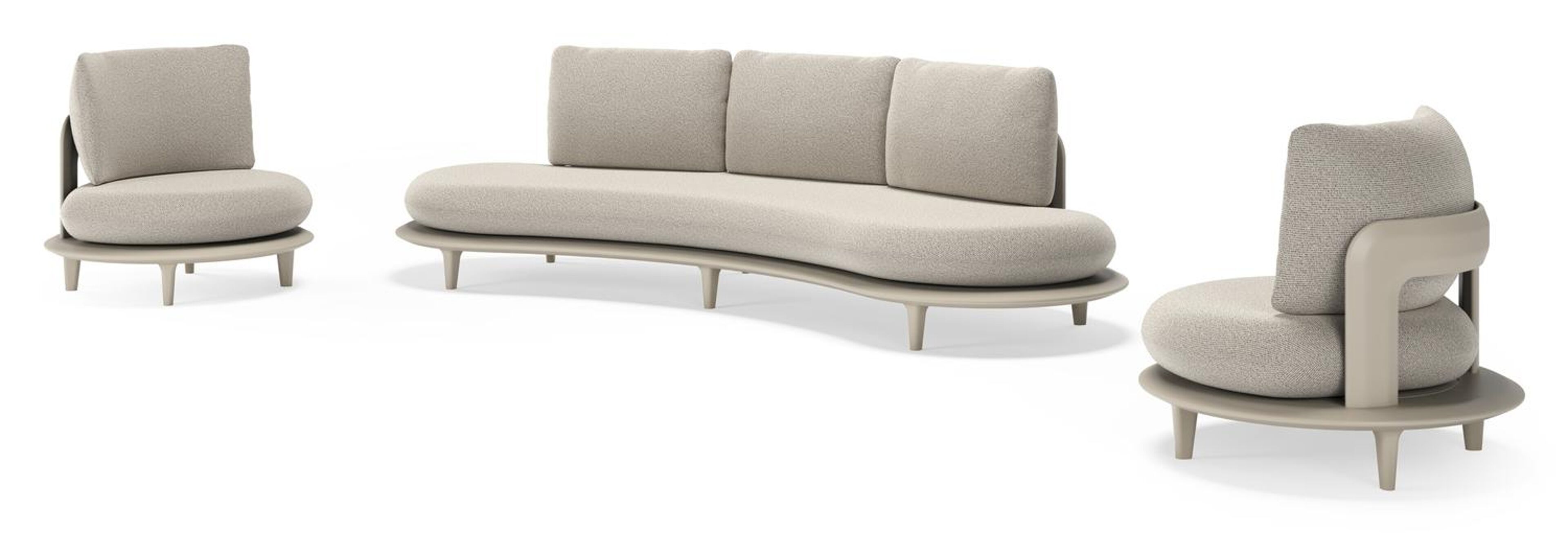 Bomero loungeset in beige aluminium met firenze sand all weather solica kussen