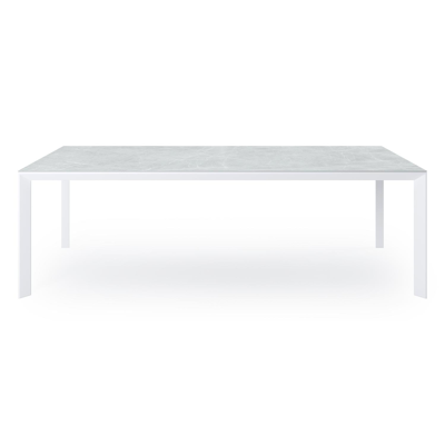 Table de jardin Malito en aluminium blanc et céramique pleine zaha stone - Lg 240 x Larg. 100 x H 75,5 cm