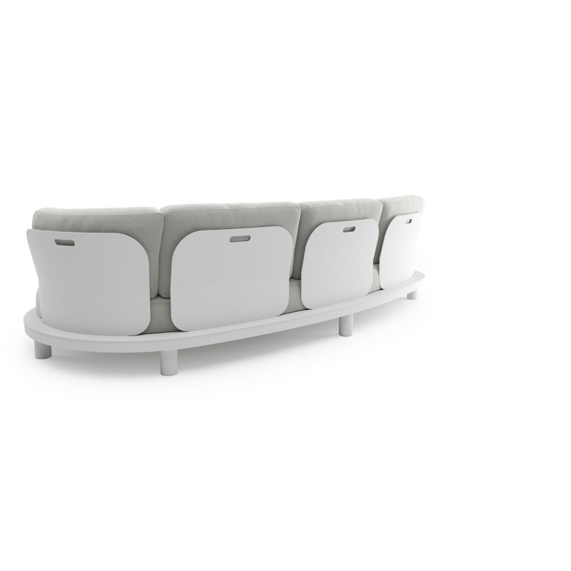 Canapé de jardin Donato en aluminium blanc et coussins en all weather sunbrella® luxe lopi ash