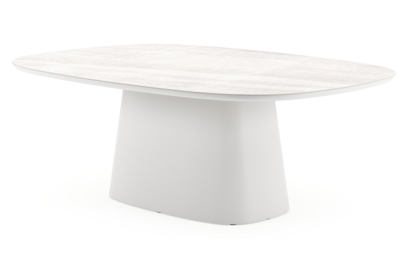 Amico tuintafel bombo xl in wit aluminium en volkeramiek Taj Mahal - L 210 x B 148 x H 73.5 cm