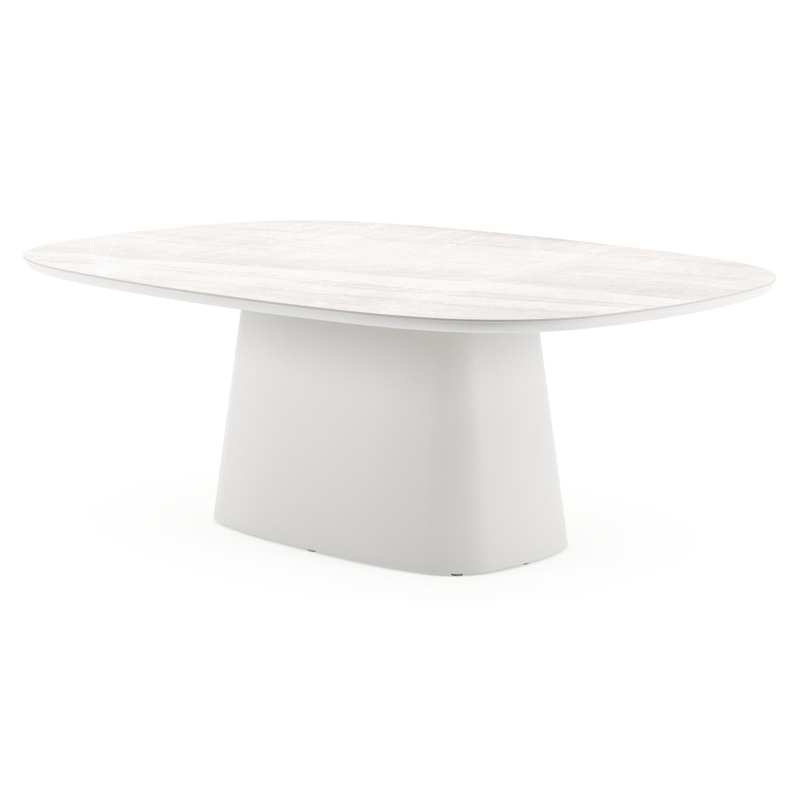 Amico tuintafel bombo xl in wit aluminium en volkeramiek Taj Mahal - L 210 x B 148 x H 73.5 cm