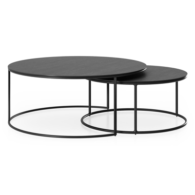 Fano loungetafels in zwart aluminium en zwart volkeramiek - Dia. 65 X H 30 cm