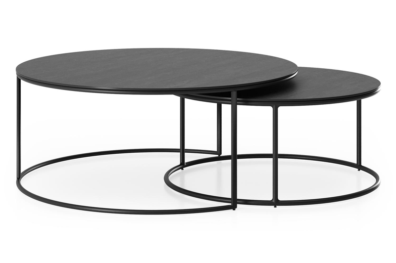 Tables basse Fano en aluminium noir et céramique pleine noir - Dia. 65 X H 30 cm