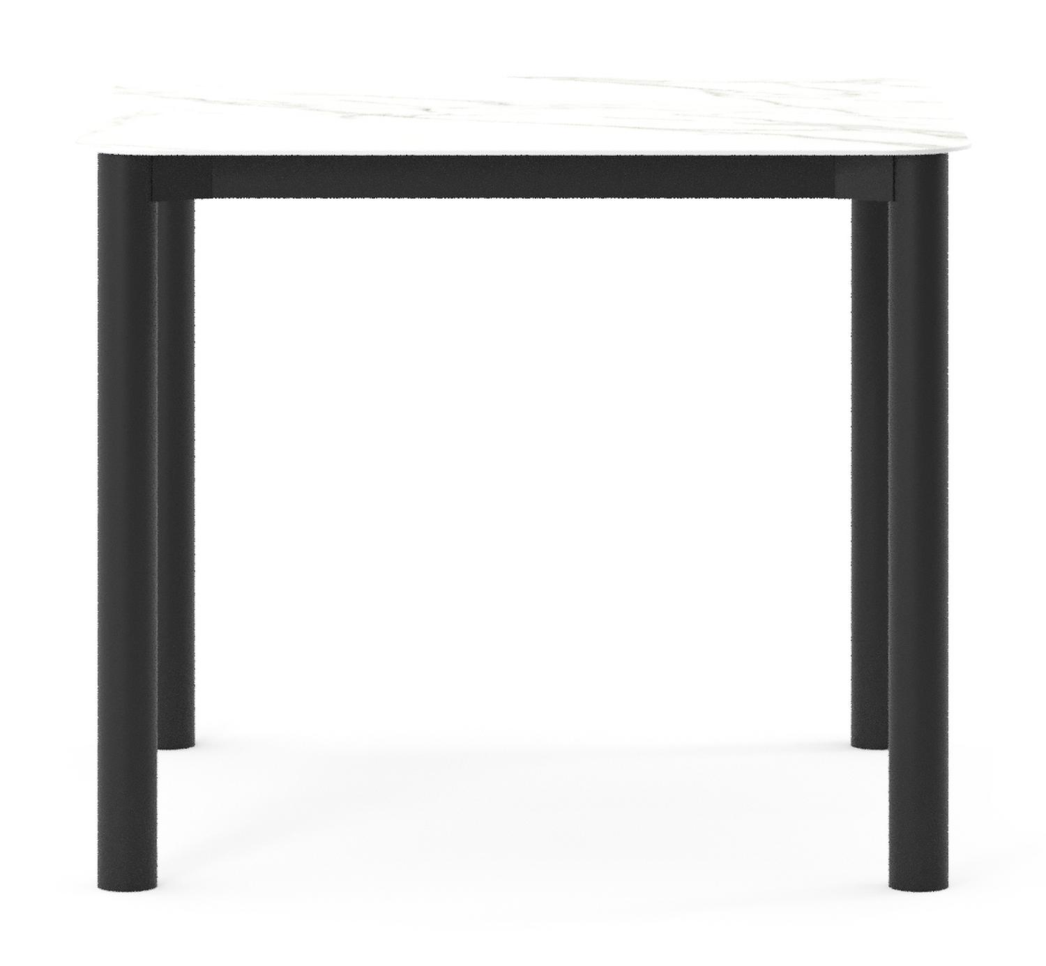 Table de jardin Orso rectangulaire arrondi en aluminium noir et céramique pleine Calacatta - Lg. 90 x Lrg. 90 x Haut. 74.5 cm