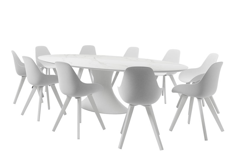 Mesa tuinstoel in wit aluminium en wit kunststof