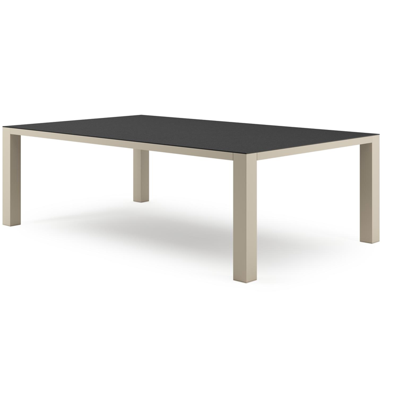 Table de jardin Nano XL rectangulaire en aluminium beige et céramique pleine Nero Black - Lg. 240 x Lrg. 148 x Haut. 75 cm