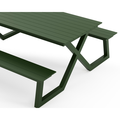 Mundo picknicktafel in groen aluminium - L 200 x B 174 x H 75 cm