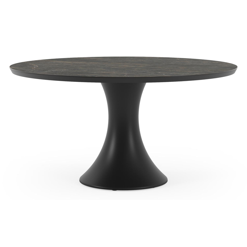 Table de jardin Fano en aluminium noir et céramique pleine black obsession - Dia. 148 x H 75 cm