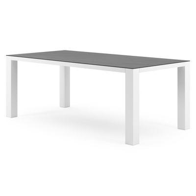 Nano tuintafel rechthoekig in wit aluminium en volkeramiek Basalt Black - L 200 x B 100 x H 75 cm