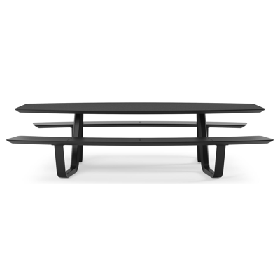 Forno picknicktafel bootvorm in zwart aluminium en volkeramiek nero black tafelblad - L 280 x B 192 x 72 cm