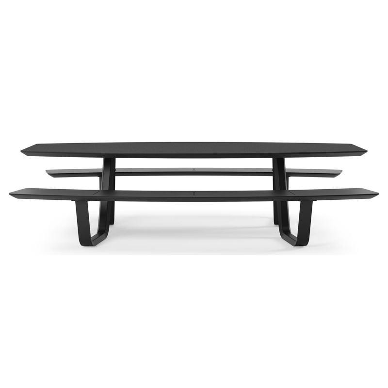 Table de pique-nique Forno forme de bateau en aluminium noir et céramique pleine - Lg.ong. 280 x - Lg. 280 x Lrg. 192 x Haut. 72 cm