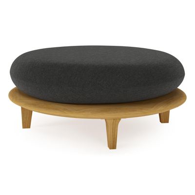 Pouf Bomero en teck et coussins en all weather sunbrella® luxe chartres sooty