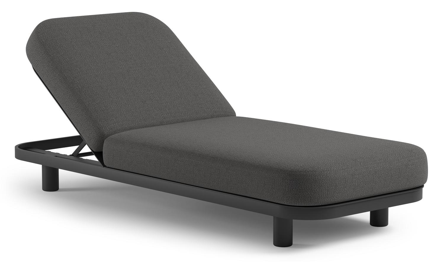 Donato verstelbaar ligbed in zwart aluminium met savane tornado all weather sunbrella® luxe kussen