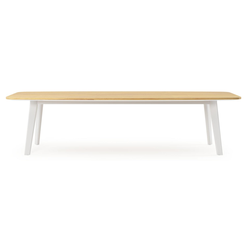 Lacrima tuintafel bootvorm in wit aluminium en teak - L 315 x B 115 x H 73 cm