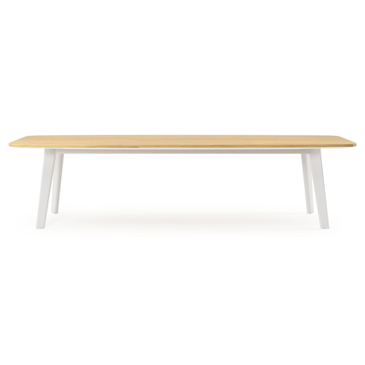 Lacrima tuintafel bootvorm in wit aluminium en teak - L 315 x B 115 x H 73 cm