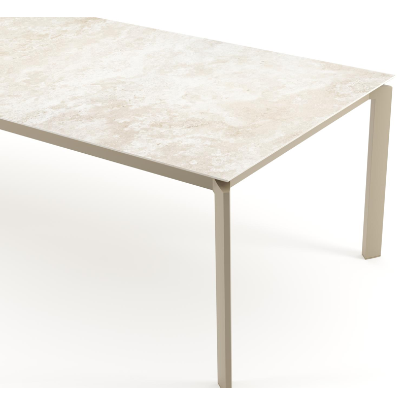 Cirello tuintafel rechthoekig in beige aluminium en volkeramiek Rapolano - L 280 x B 110 x H 74.5 cm