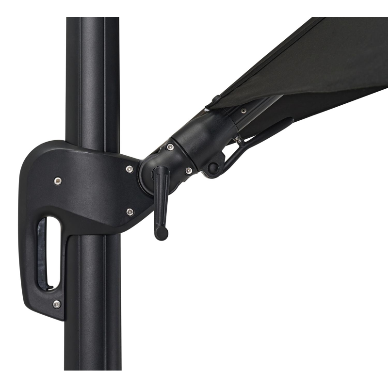 Parasol pendant Rufina avec fonction tilt en aluminium noir avec toile de parasol en all weather sunbrella® premium noir - Larg1 250 x Larg2 350 cm (sans pied de parasol)