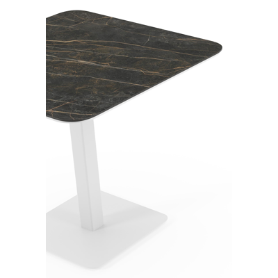 Fano kantelbare tuintafel afgerond vierkant in wit aluminium en volkeramiek Black Obsession - L 80 x B 80 x H 72.5 cm