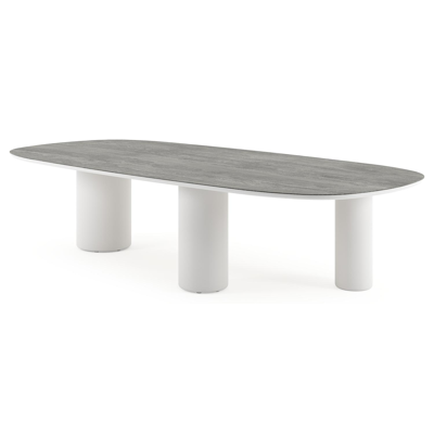 Amico tuintafel bombo xl in wit aluminium en volkeramiek Aspen Grey - L 320 x B 148 x H 73.5 cm