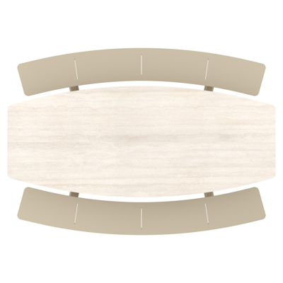 Forno picknicktafel bootvorm in beige aluminium en volkeramiek Travertino Bianco - L 240 x B 181 x H 72 cm