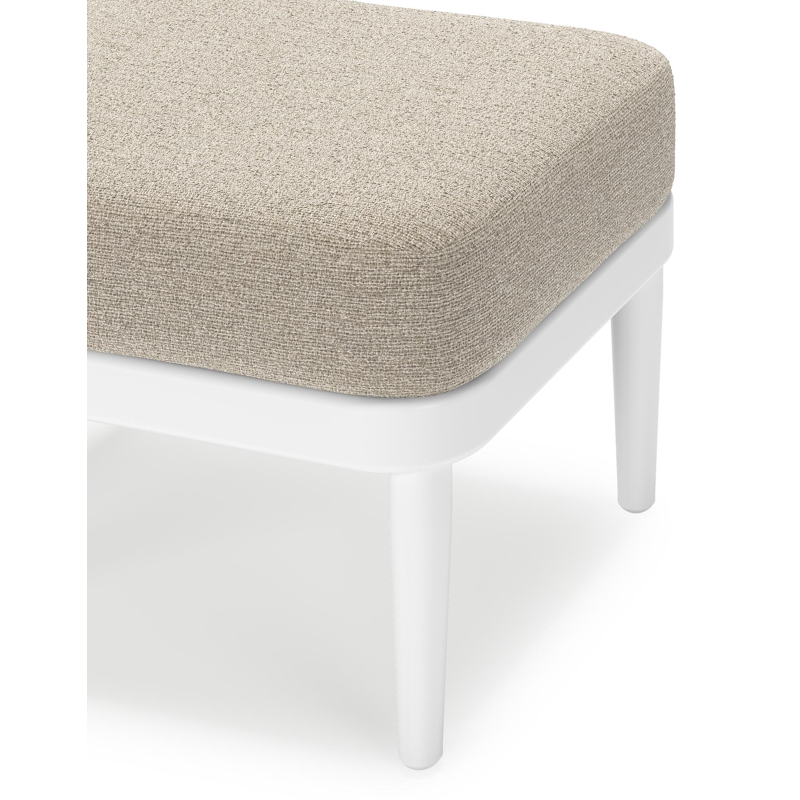 Pouf Orso en aluminium blanc et coussins en all weather cosytica Catania Greige