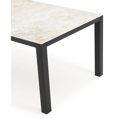 Table de jardin Como rectangulaire en aluminium noir et céramique pleine Rapolano Lg. 200 x Lrg. 100 cm