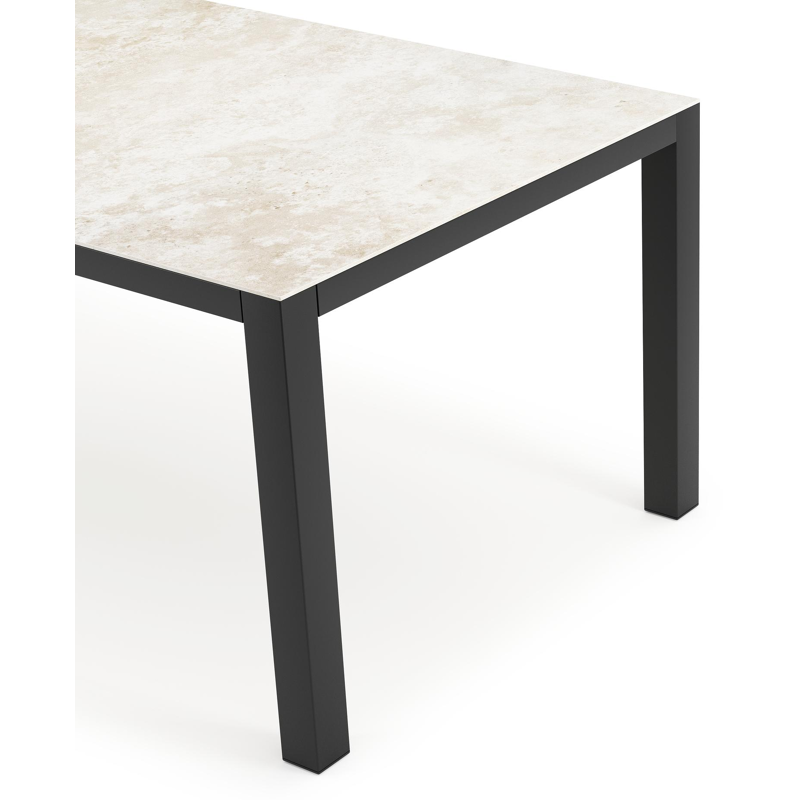 Como tuintafel rechthoekig in zwart aluminium en volkeramiek Rapolano L 200 x B 100 cm