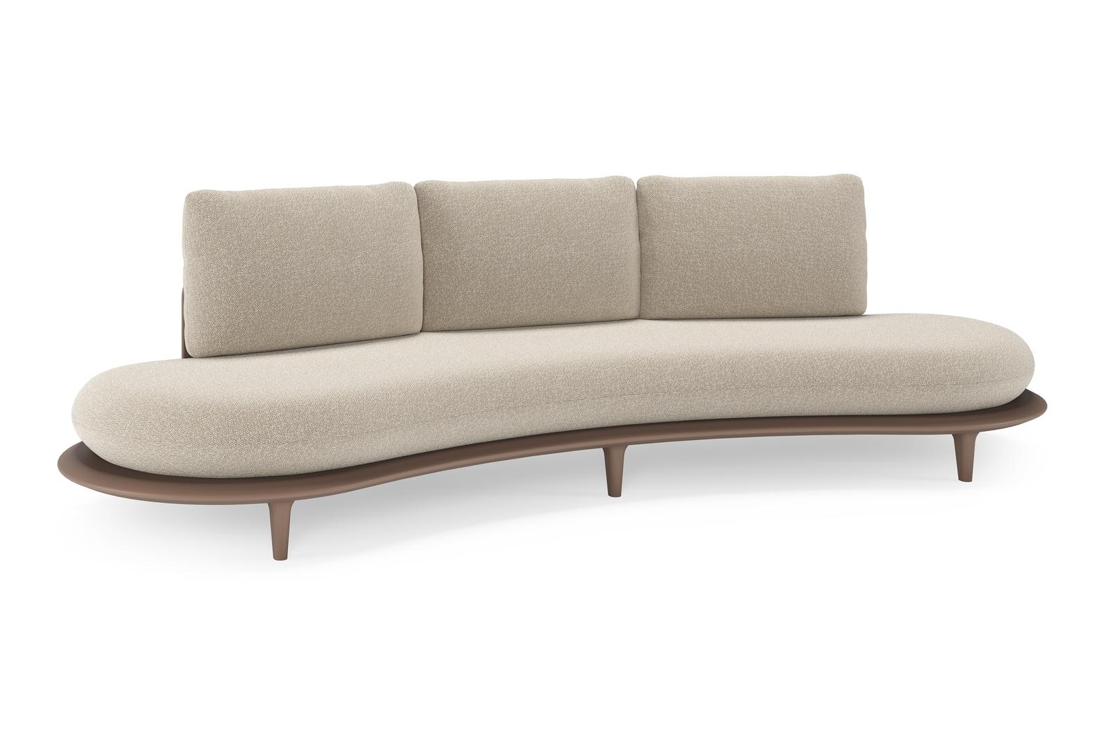 Bomero loungebank in taupe aluminium met marbella ecru all weather cosytica kussen