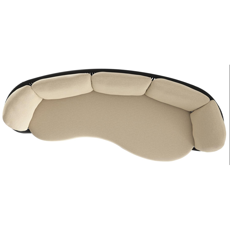 Lupino loungebank in zwart aluminium en zwart verticaal geweven luxe vlakke brede rope met althea camel all weather cosytica kussen
