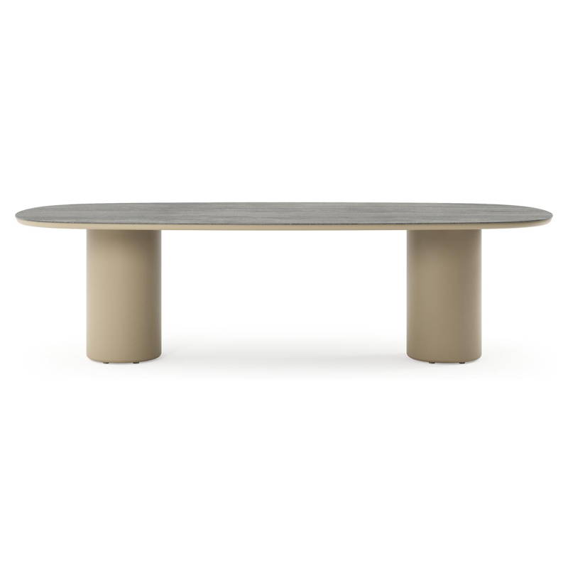 Amico tuintafel bombo in beige aluminium en volkeramiek Aspen Grey - L 270 x B 125 x H 73.5 cm