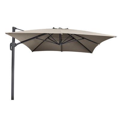 Rufina zweefparasol in zwart aluminium met natte heather beige all weather sunbrella® luxe parasoldoek - L1: 300 x L2: 400 cm (zonder voet)
