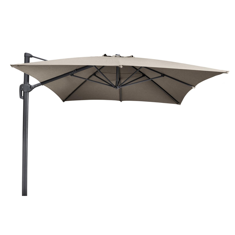 Rufina zweefparasol in zwart aluminium met natte heather beige all weather sunbrella® luxe parasoldoek - L1: 300 x L2: 400 cm (zonder voet)