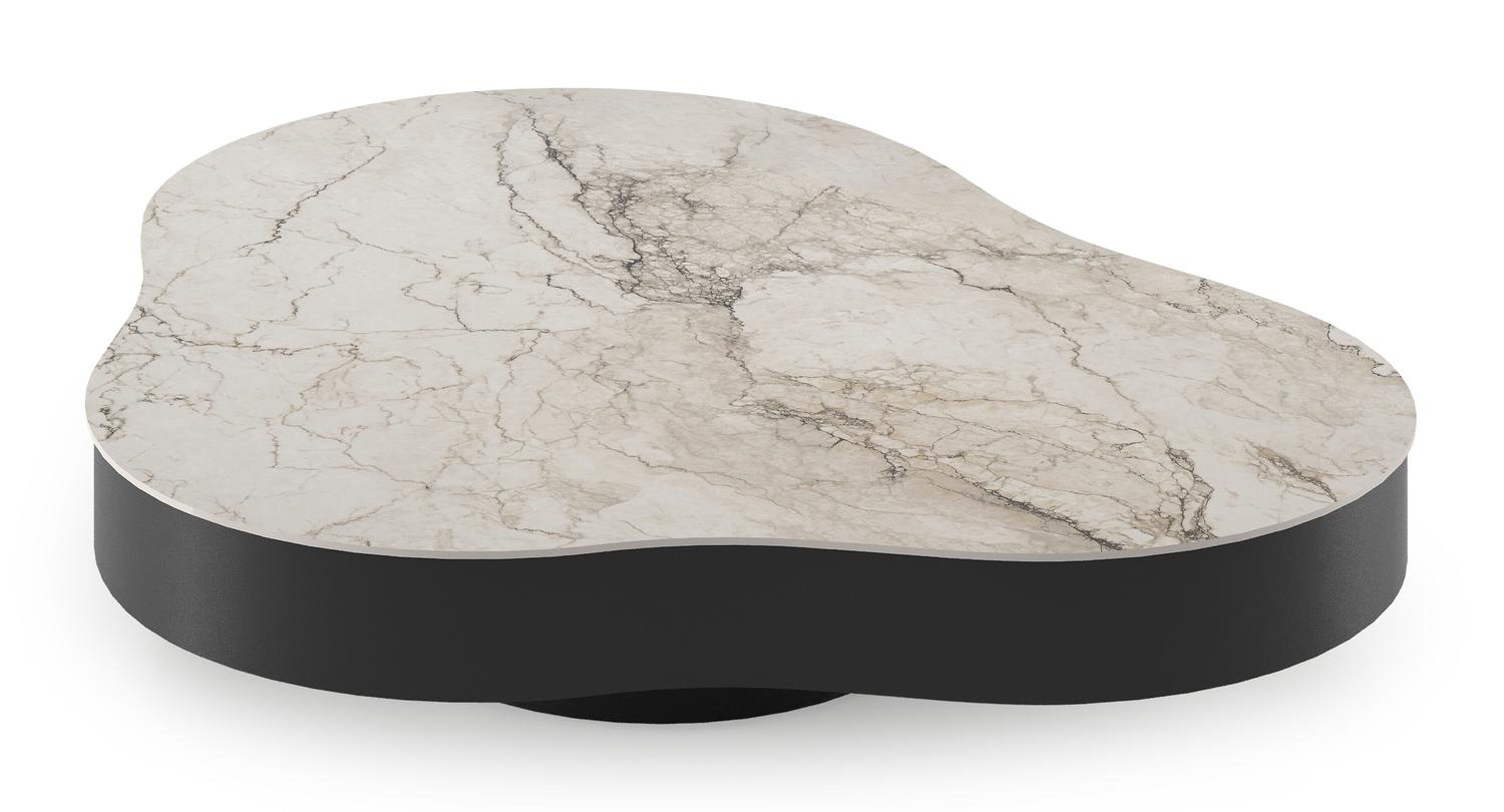 Table de basse Lomano cloud en aluminium noir et céramique pleine Colorado Dunes - Lg. 131 x Lrg. 108 x Haut. 25 cm