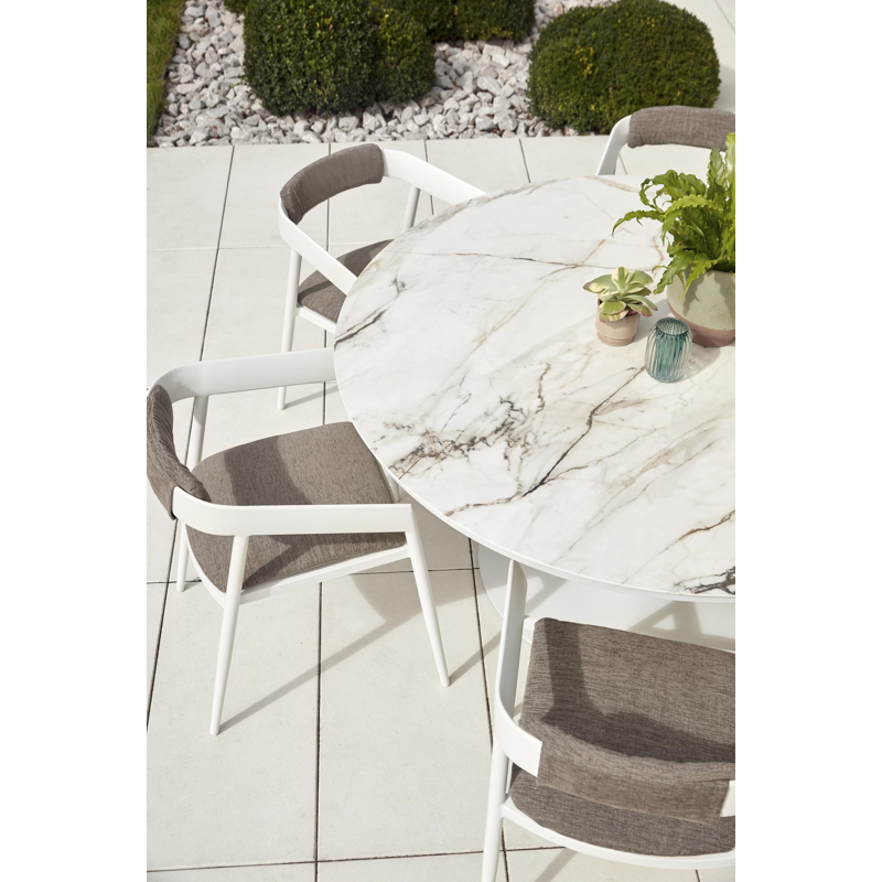 Chaise de jardin empilable Donato en aluminium blanc