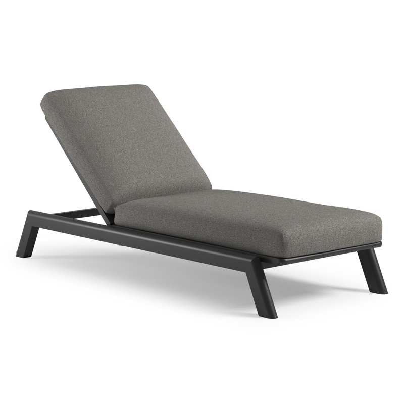 Cirello verstelbaar ligbed met pompsysteem in zwart aluminium met tundra charcoal all weather Sunbrella® luxe kussen