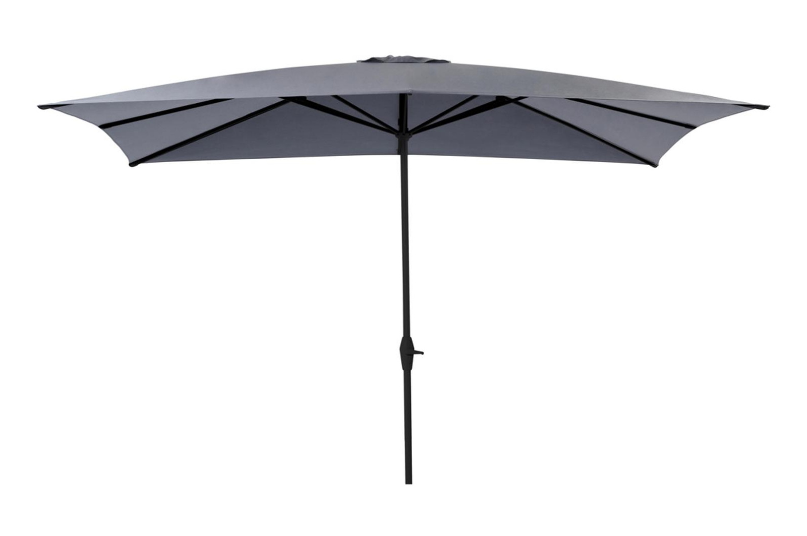 Viola staanparasol in zwart aluminium met grijs weather+ softtouch parasoldoek - L1 300 x L2 400 cm (zonder voet)