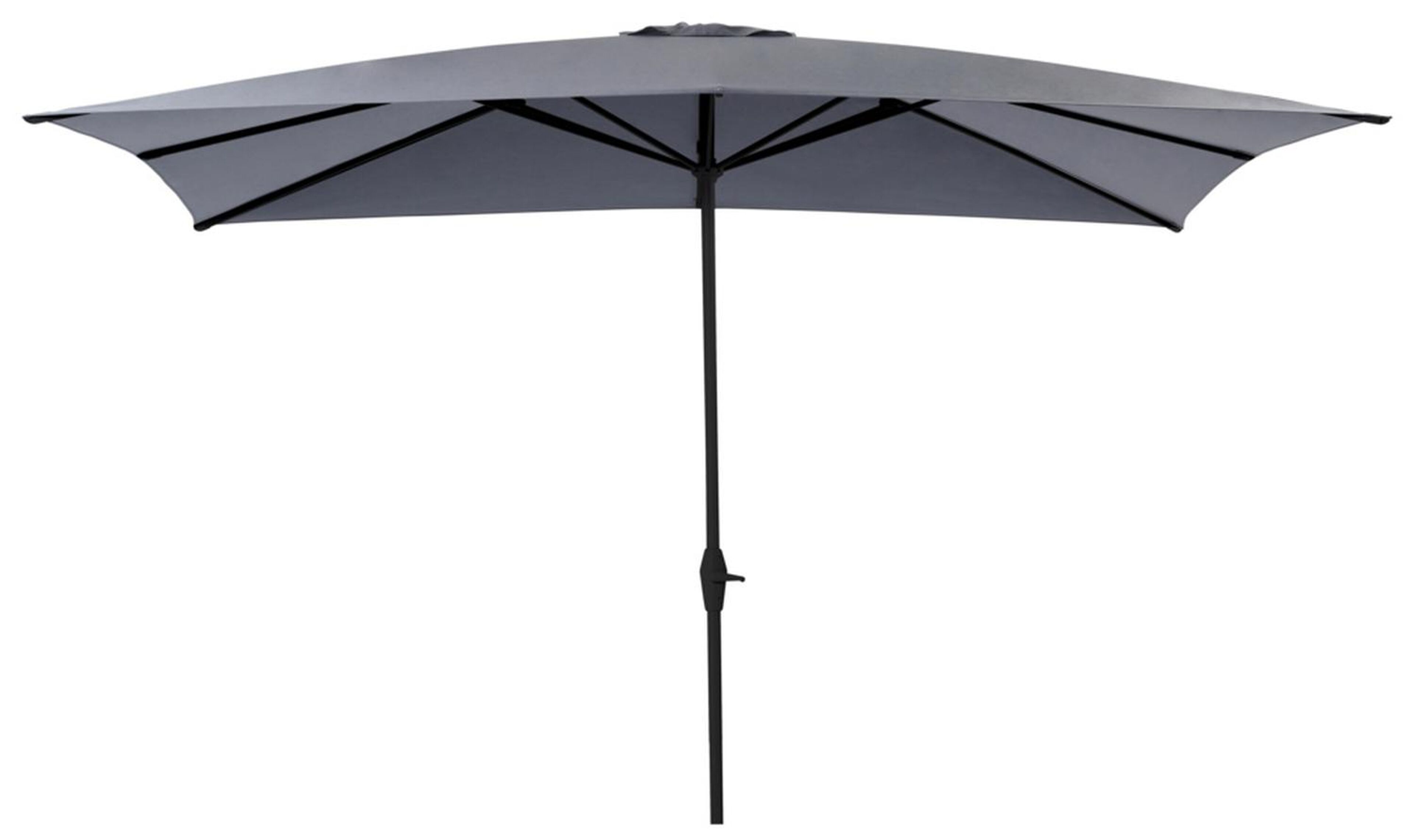 Viola staanparasol in zwart aluminium met grijs weather+ softtouch parasoldoek - L1 300 x L2 400 cm (zonder voet)