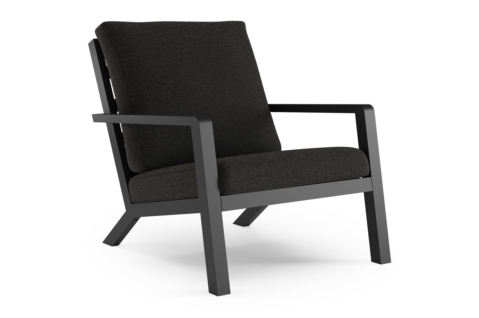 Nelas loungestoel in zwart aluminium met zwart kussen