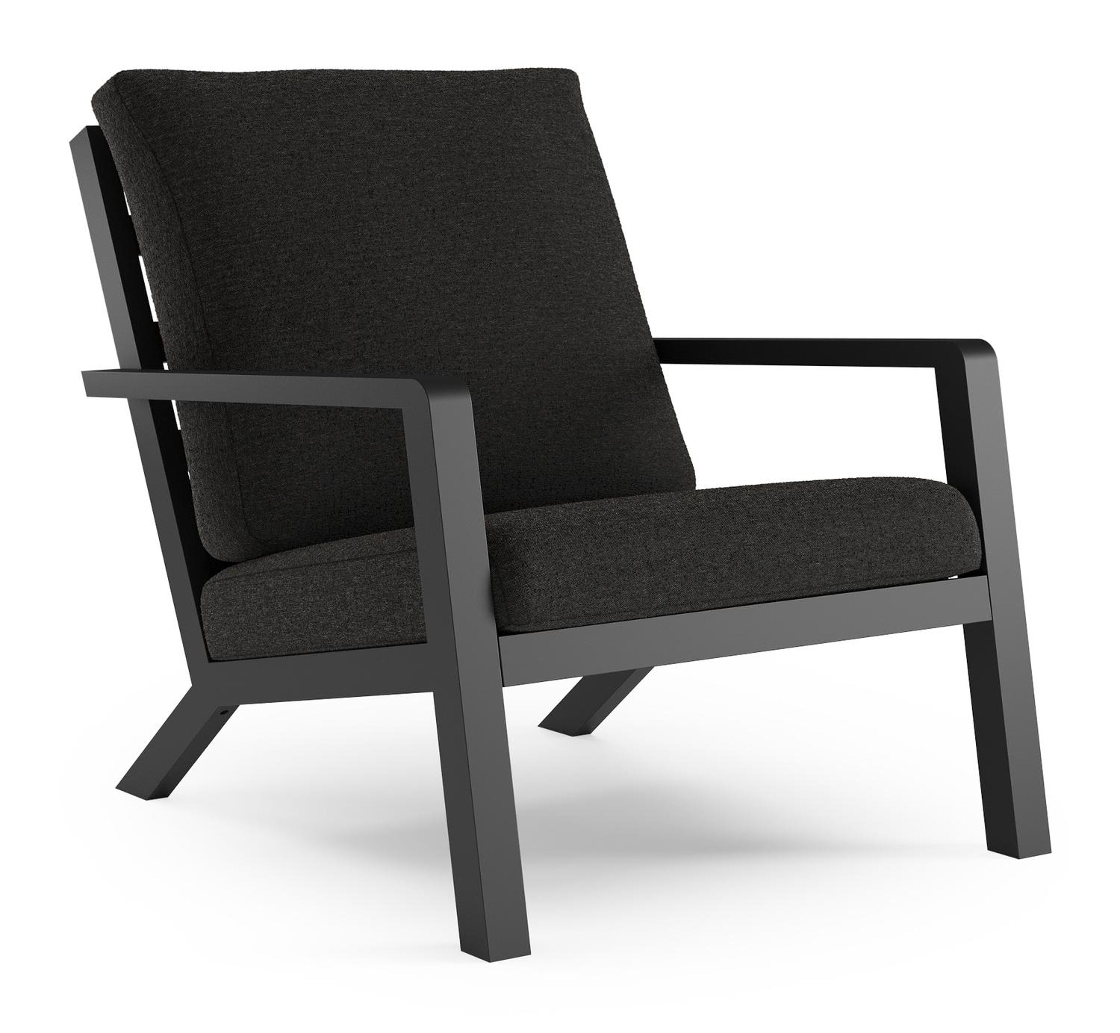 Nelas loungestoel in zwart aluminium met zwart kussen