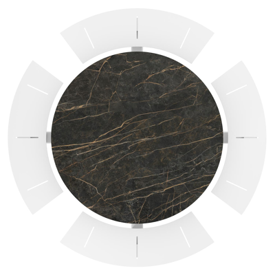 Table de pique-Rondino ronde en aluminium blanc et céramique pleine Black Obession - Diam. 236 x Haut. 71.5 cm