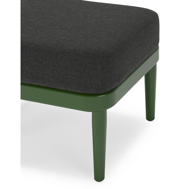 Orso poef in groen aluminium met Chartres Sooty all weather sunbrella® luxe kussen