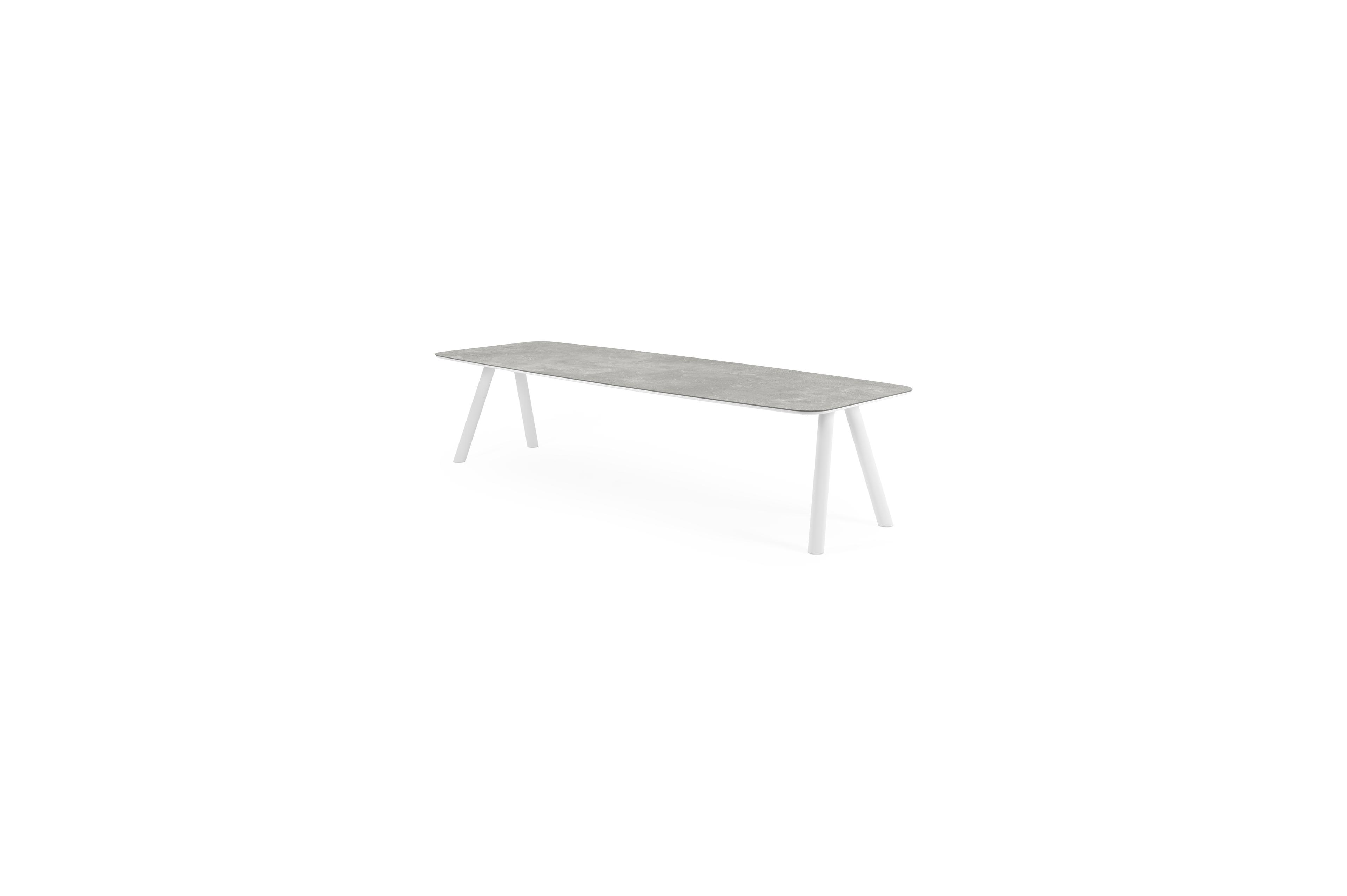 Orso tuintafel bootvorm in wit aluminium en volkeramiek new york - L 315 x B 115 x H 73.5 cm