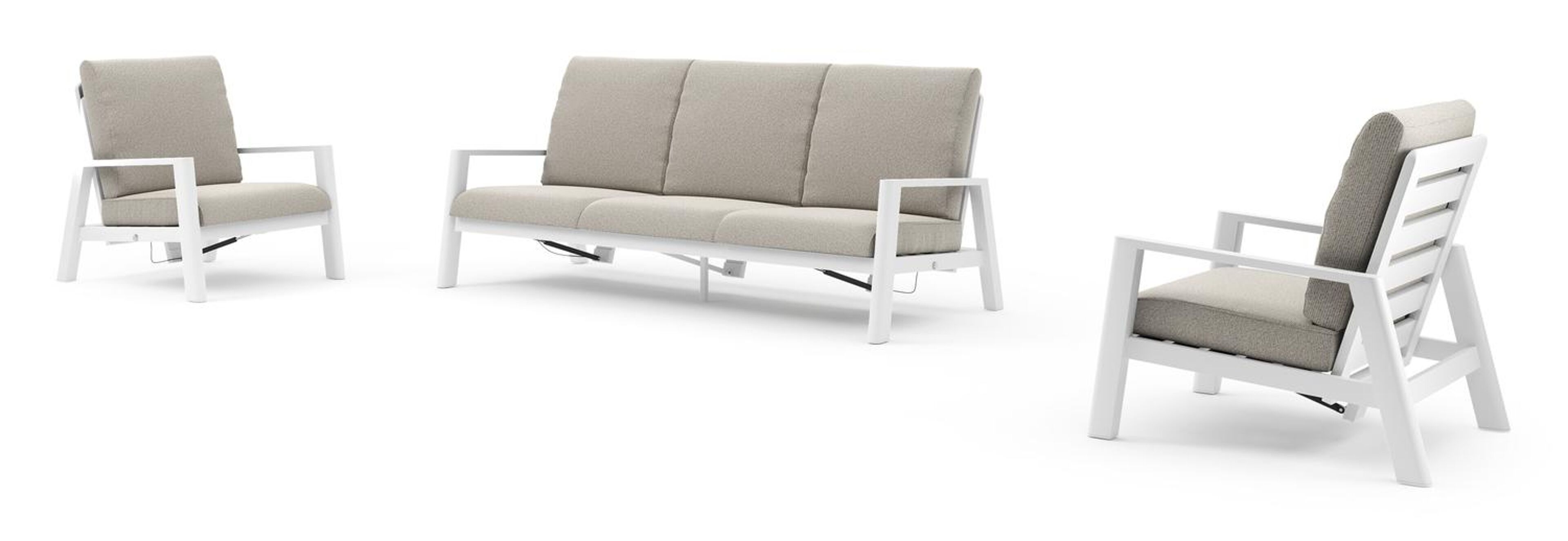 Cirello loungeset in wit aluminium met firenze sand all weather solica kussen